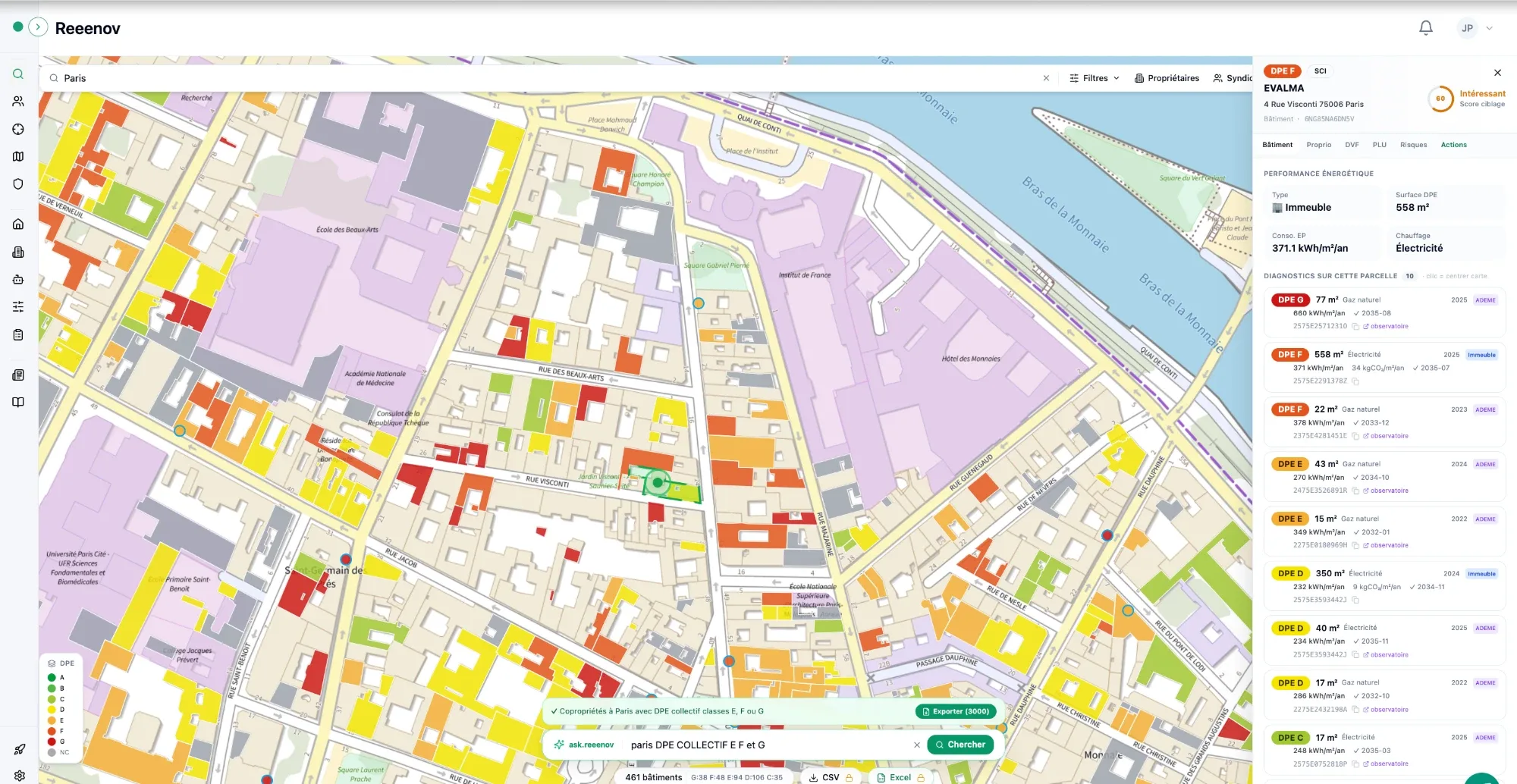 Propriétaire, diagnostics, export — en un clic